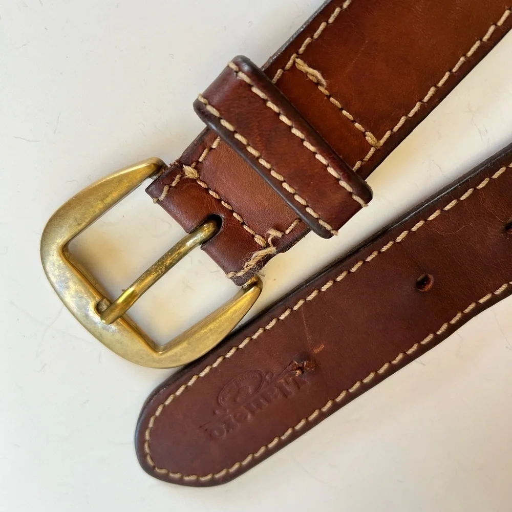 Llanero Brown Leather Weave Pattern Belt w/ Brass Buckle Casual Western Utility